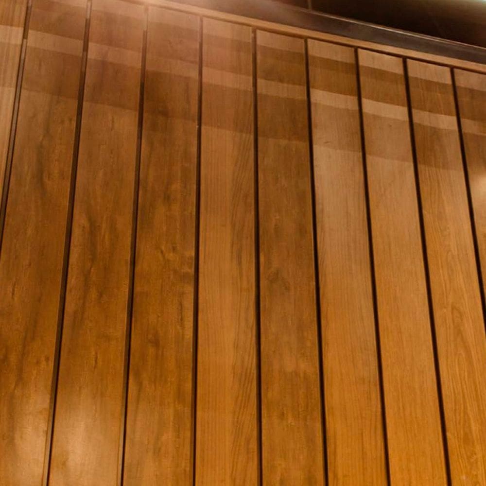 Kit 10 Peças Painel Ripado Metálico 14cm X 300cm Ribbon Areia