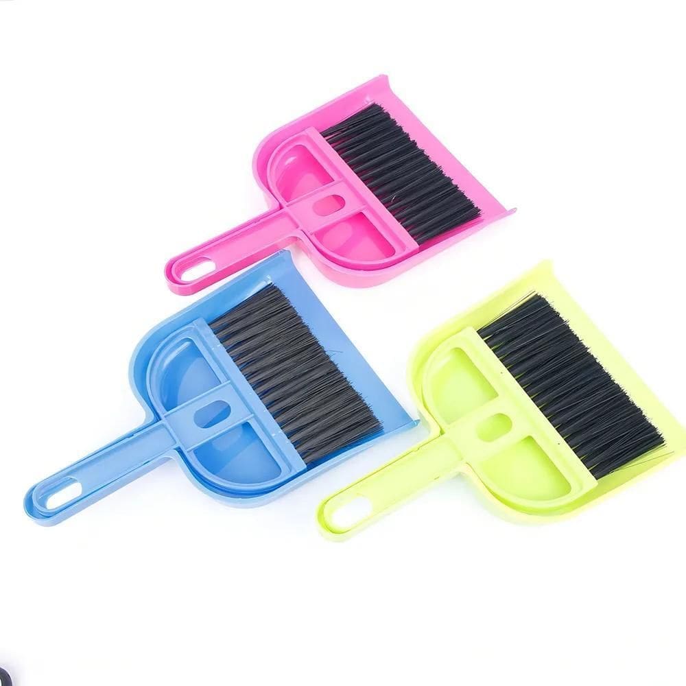 Kit Mini Vassoura E Pá Para Mesas Teclados Armários Limpeza