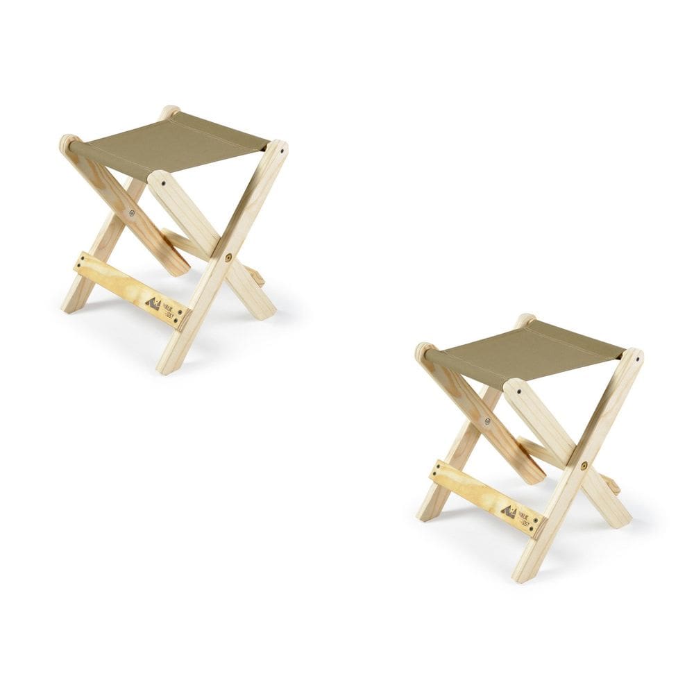 Kit 2 Banquetas Dobráveis para Jardim Sereno Camping Caqui/Bege