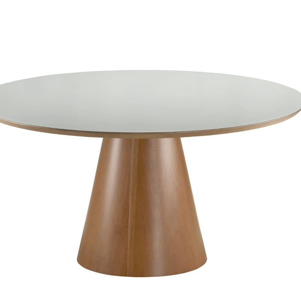 Mesa 137cm X 137cm Tampo Mdf e Vidro Perola Amendoa