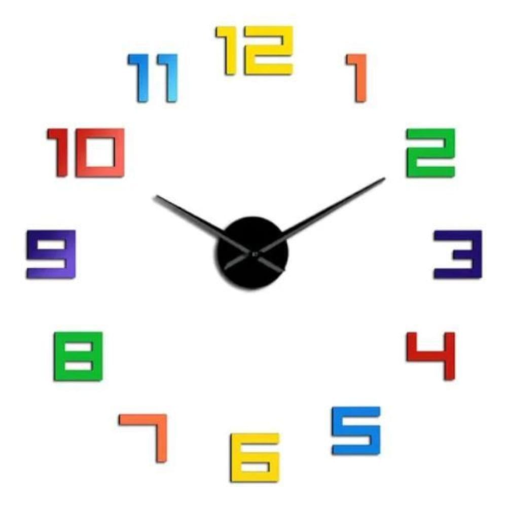 Super Relógio Parede Grande Tipo 3D Luxo Adesivo Decoração