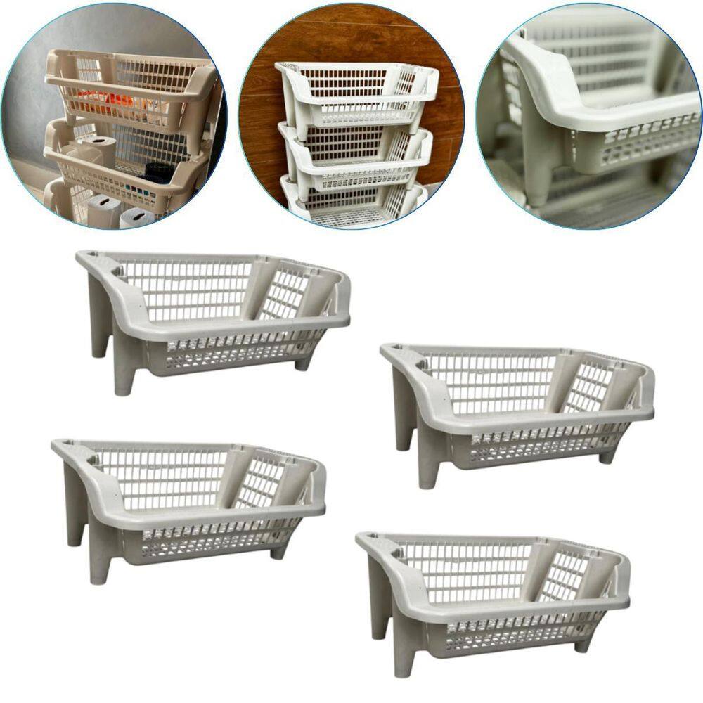 Kit 4 Cesto Expositor Organizador Empilhável 16 Lts Branco