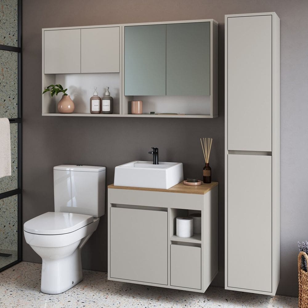 Conjunto para Banheiro 148cm com 4 Peças Gabinete Suspenso com Cuba Bangladesh Arenas