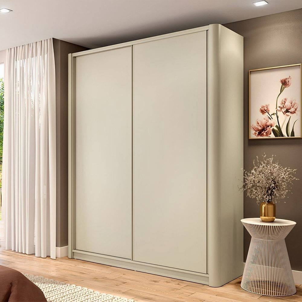 Guarda-roupa Solteiro 100% Mdf 2 Portas de Correr Prateleiras e 3 Gavetas Quarto Dormitórios Bend Luna