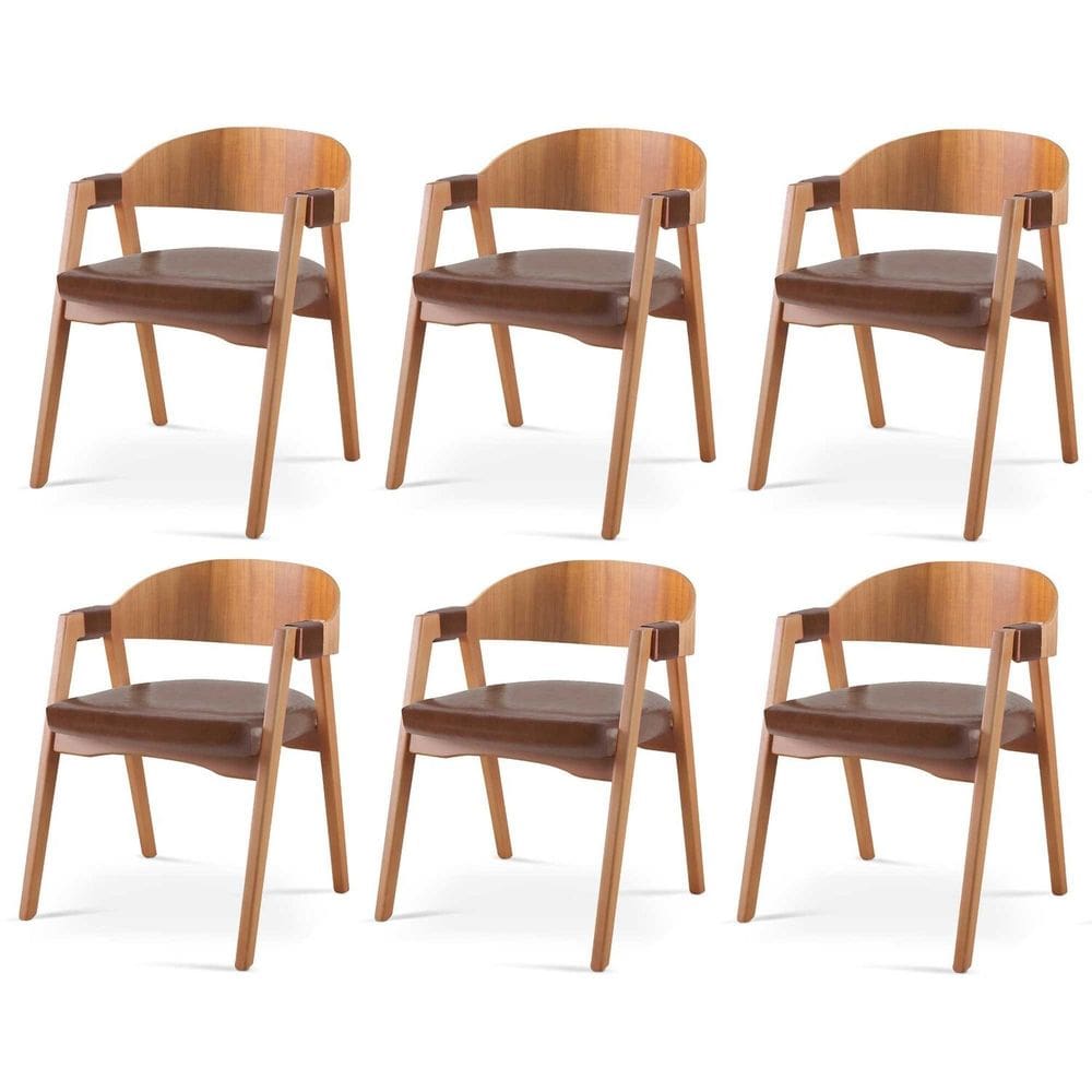 Kit 6 Cadeiras para Sala de Jantar Luna Marrom