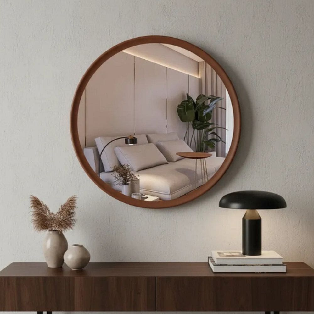 Espelheira Redondo 60cm Moldura Alumínio Basic Cobre