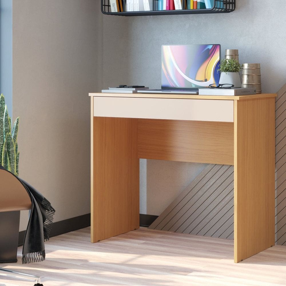 Escrivaninha para Escritório com 1 Gaveta 85cm Bari Angelin/Off White