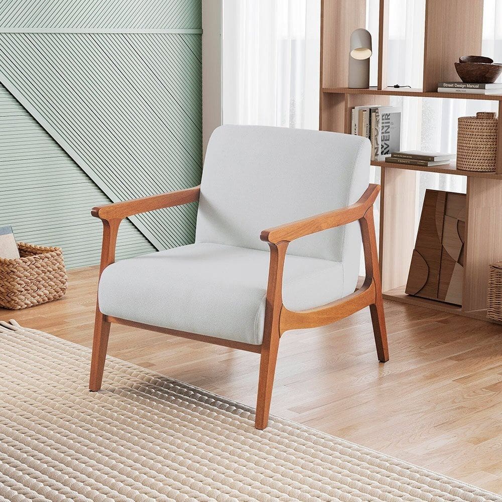 Poltrona para Sala de Estar Tecido Linho Olívia Cru