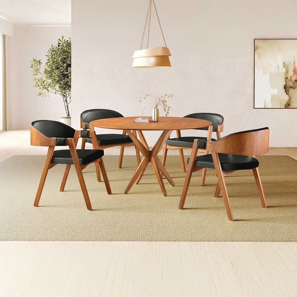 Conjunto de Mesa Redonda 120 Cm com 4 Cadeiras Gaia Preto