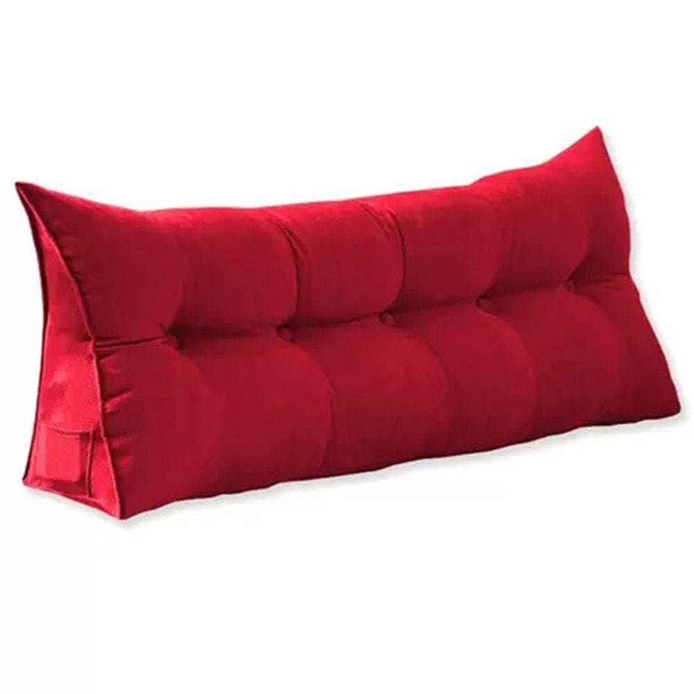 Almofada Apoio para Cabeceira 100cm Solteiro Suede Mel Vermelho