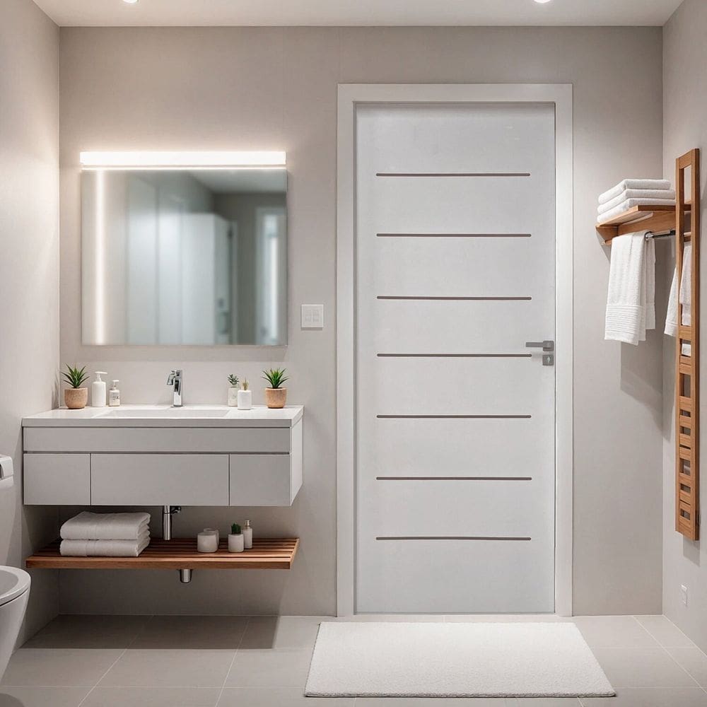 Kit Porta de Madeira 215x67cm Batente 18cm Cristal Primer com Guarnição Uniportas