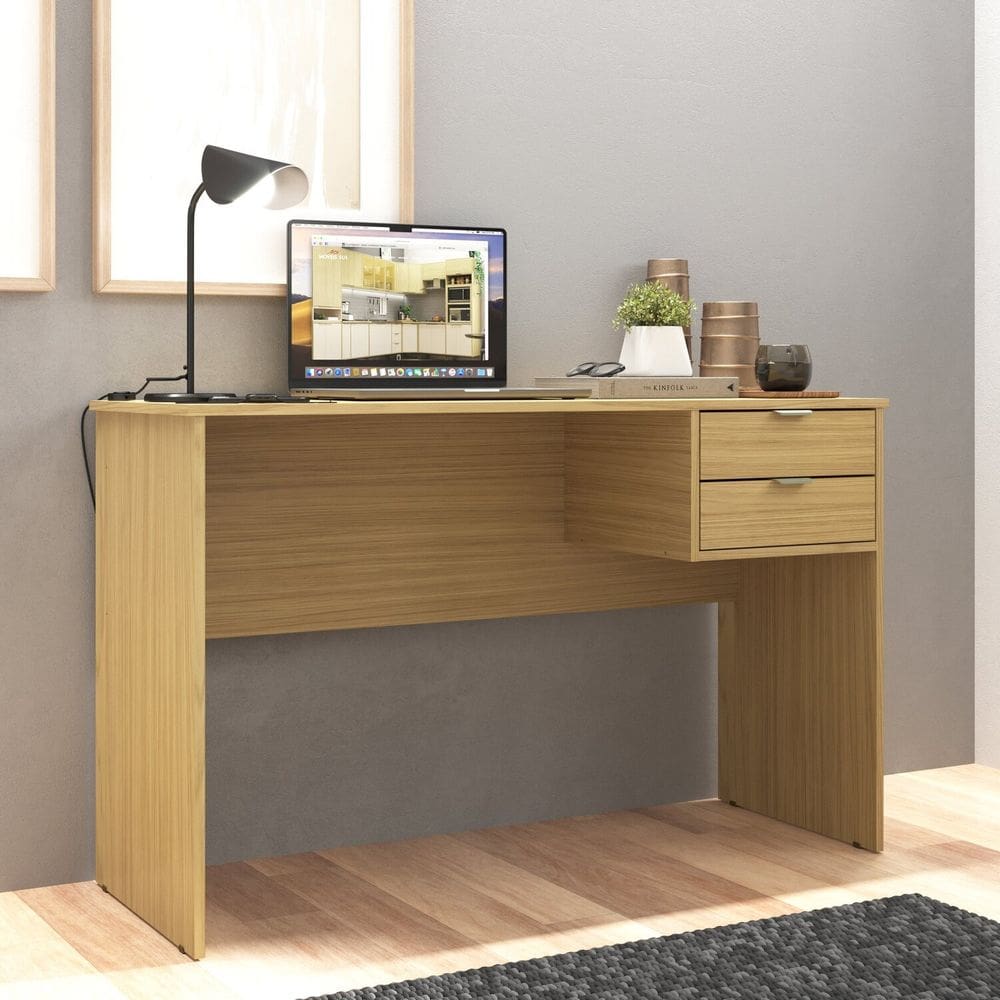 Escrivaninha 122cm com 2 Gavetas Laterais Turim Canary