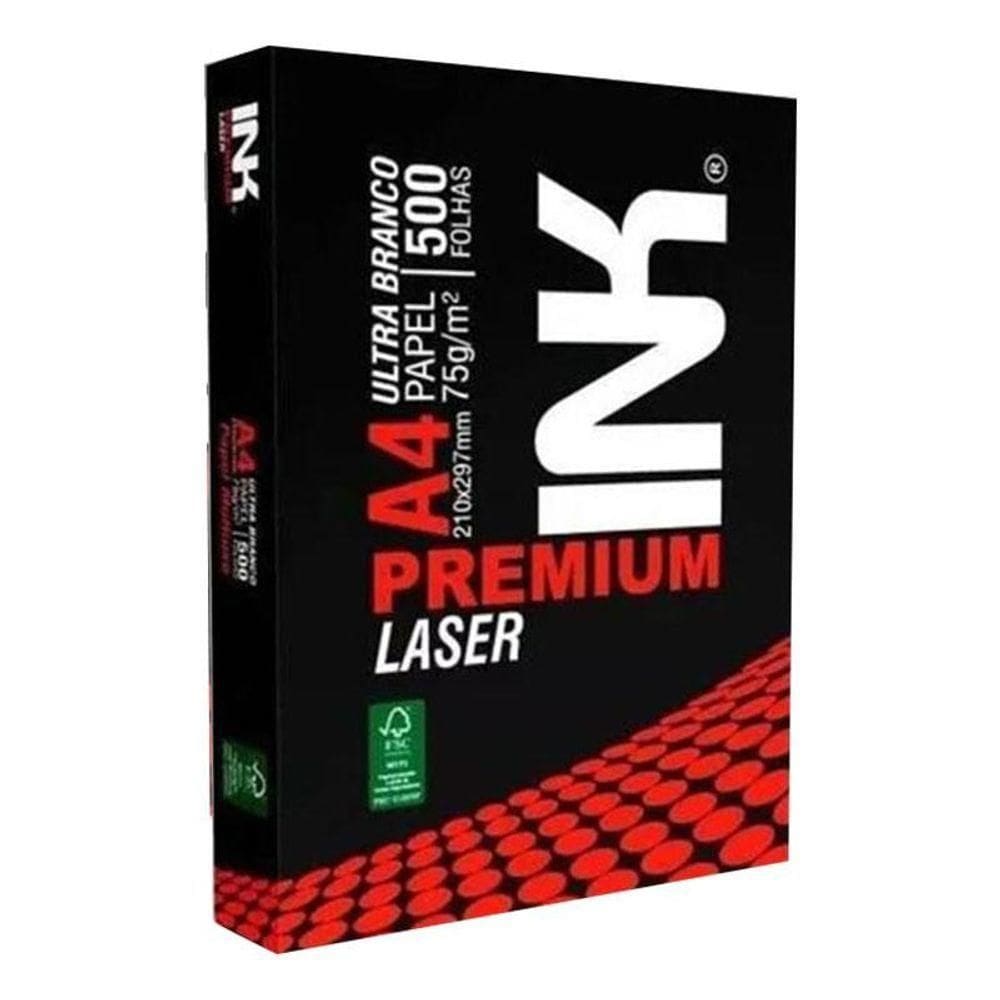 Papel Sulfite A4 75g 500 Folhas Premium Laser Branco - Ink