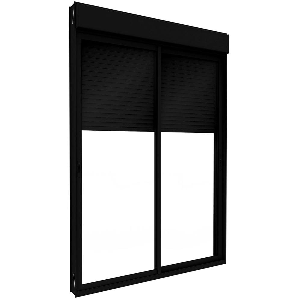 Porta de Alumínio de Correr Lateral 2 Folhas Persiana Integrada Automatizada 220 Volts 235x160 Preto
