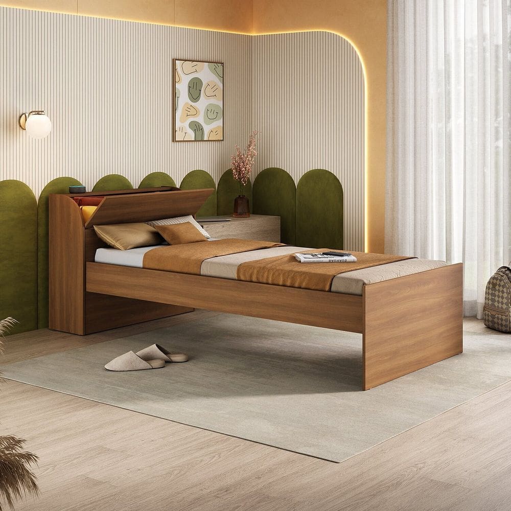 Cama Solteiro Lumina Espresso Móveis Nogal