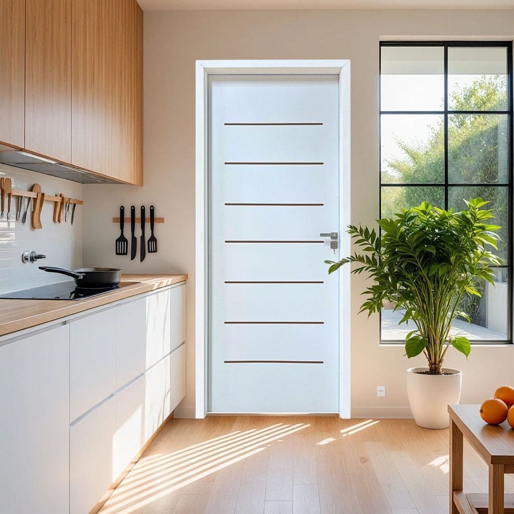 Kit Porta de Madeira 215x96cm Batente 25cm com Guarnição Cristal Primer Uniportas