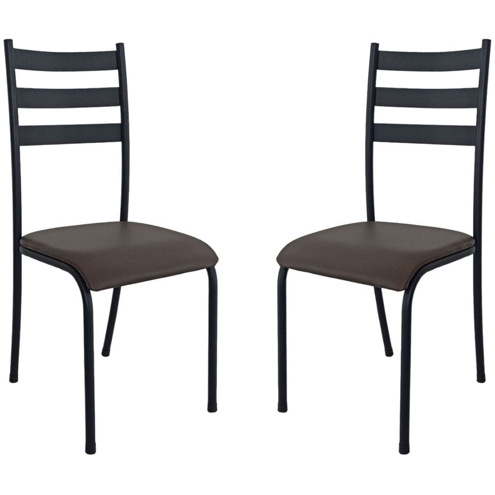 Kit 2 Cadeiras para Cozinha e Sala de Jantar 541.sli Preto/Marrom Cicap