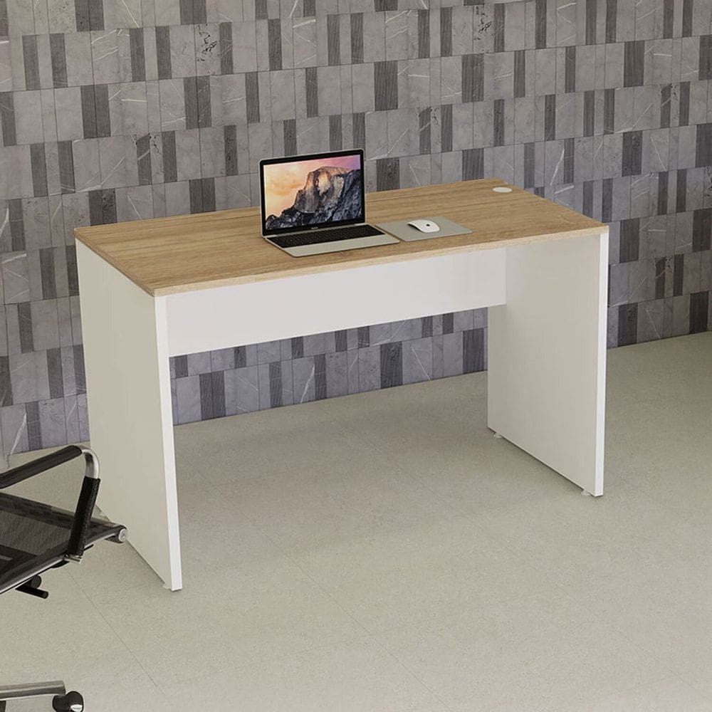 Mesa Escrivaninha Retangular 120cm X 60cm Escritório Pé Painel com Passa Cabos Industrial Executive Treviso /Branco