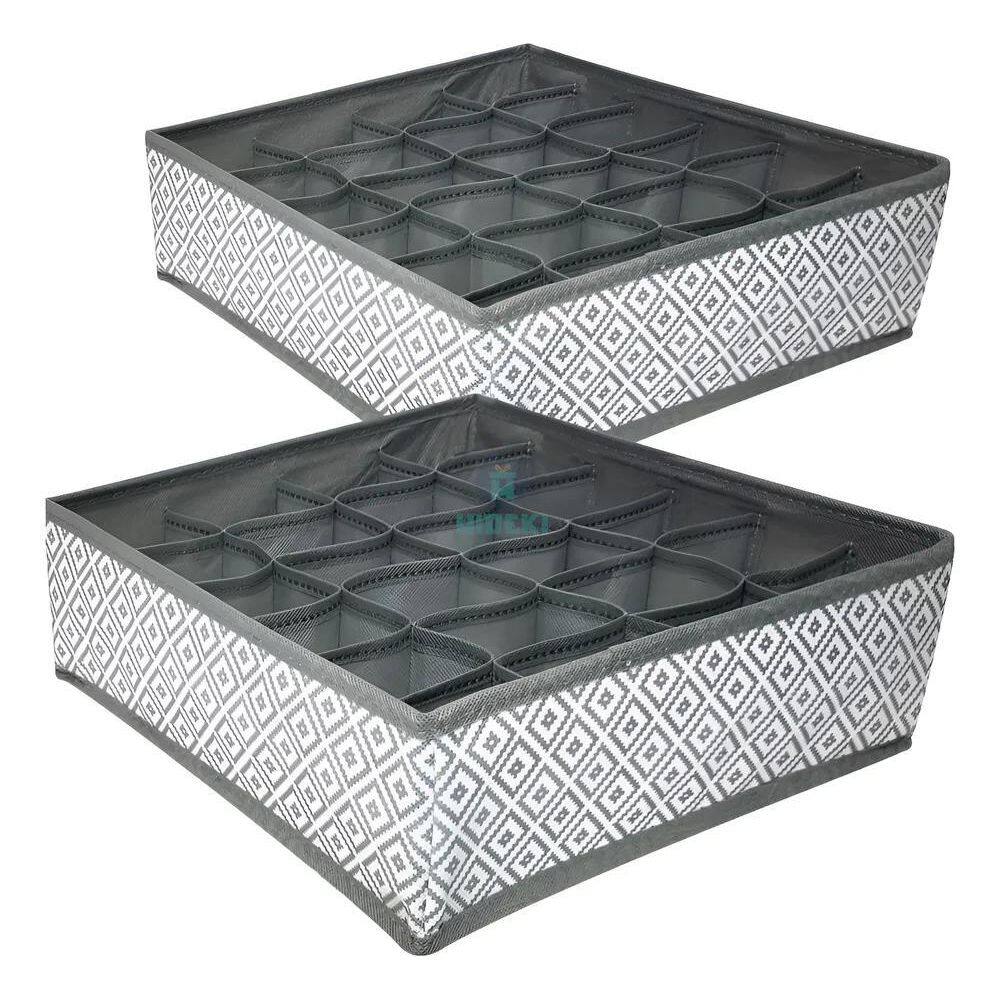 Kit 2 Organizador De Gaveta 24 Nichos Meias Cuecas Calcinhas