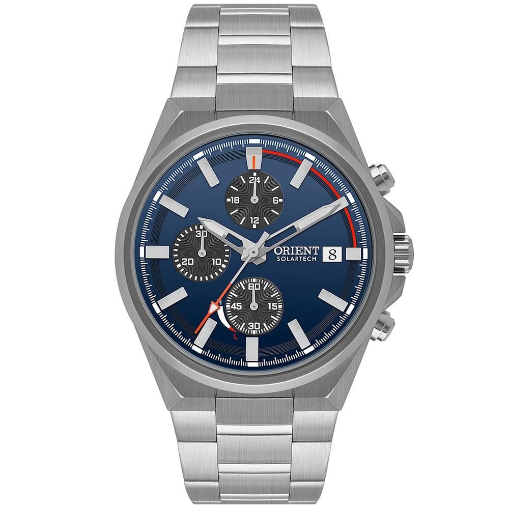 Relógio Orient Masculino Ref: Mbssc299 D1sx Solar Cronógrafo Prateado