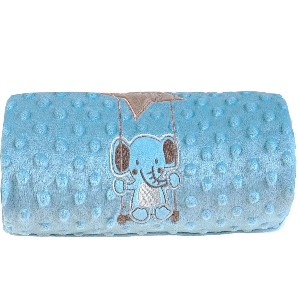 Manta Bebê Bene Casa Dots New 100x70cm Com Bordado Blue Elefantinho