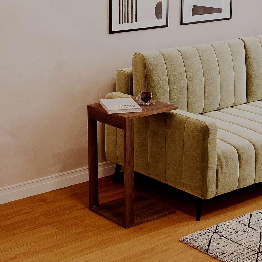 Mesinha Lateral de Apoio Nogal Sala Quarto 38x36x65cm