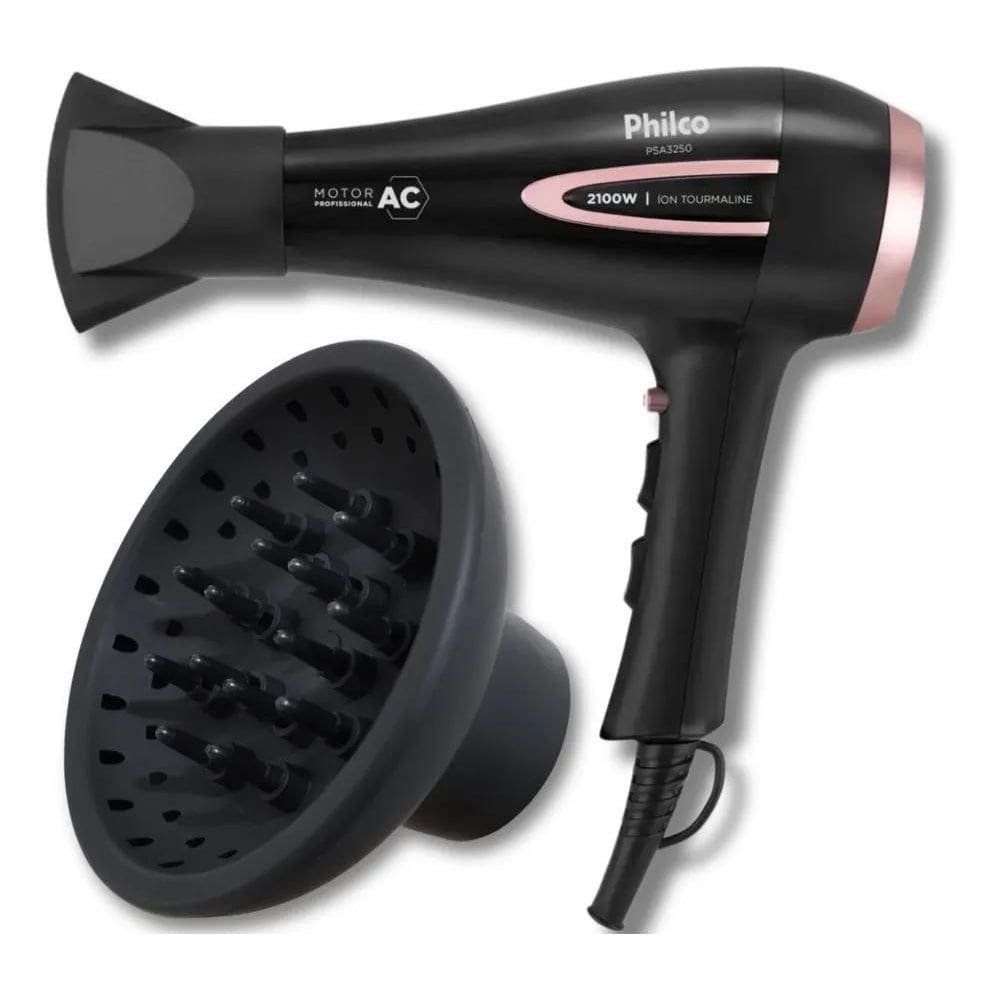 2X Secador De Cabelo Philco Com Difusor Íon Tourmaline 2100W