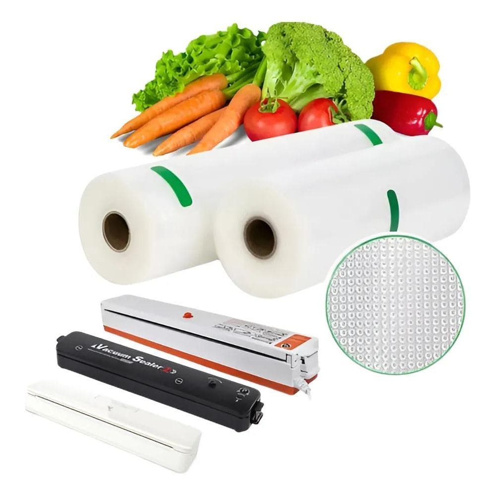 2X Rolo Bobina Ranhura Seladora Á Vacuo Domestica Gofrada 25