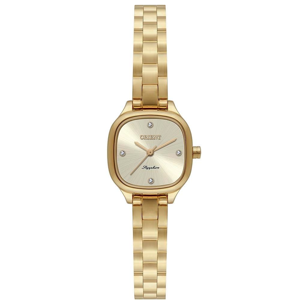 Relógio Orient Feminino Ref: Lgss0071 C1kx Retangular Dourado