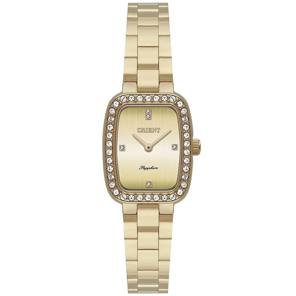 Relógio Orient Feminino Ref: Lgss0070 C1kx Retangular Dourado
