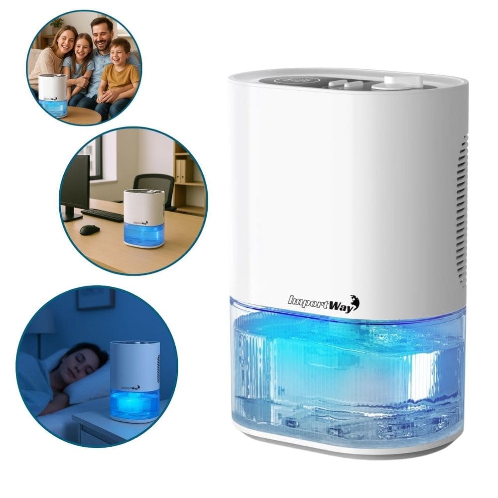 Desumidificador Antimofo Secar Ar Elétrico 2000ml Led Lâmpada Ambiente 7 Cores Branco Importway