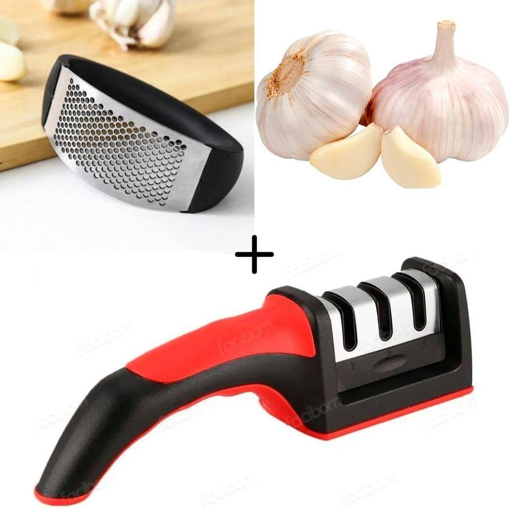 Kit Amassador Resistente + Afiador Compacto Ergonômico