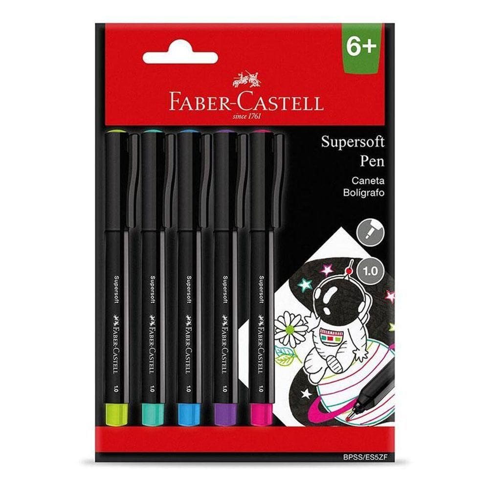 Caneta Supersoft Pen 1.0mm Bpsses5zf 5 Cores - Faber Castell