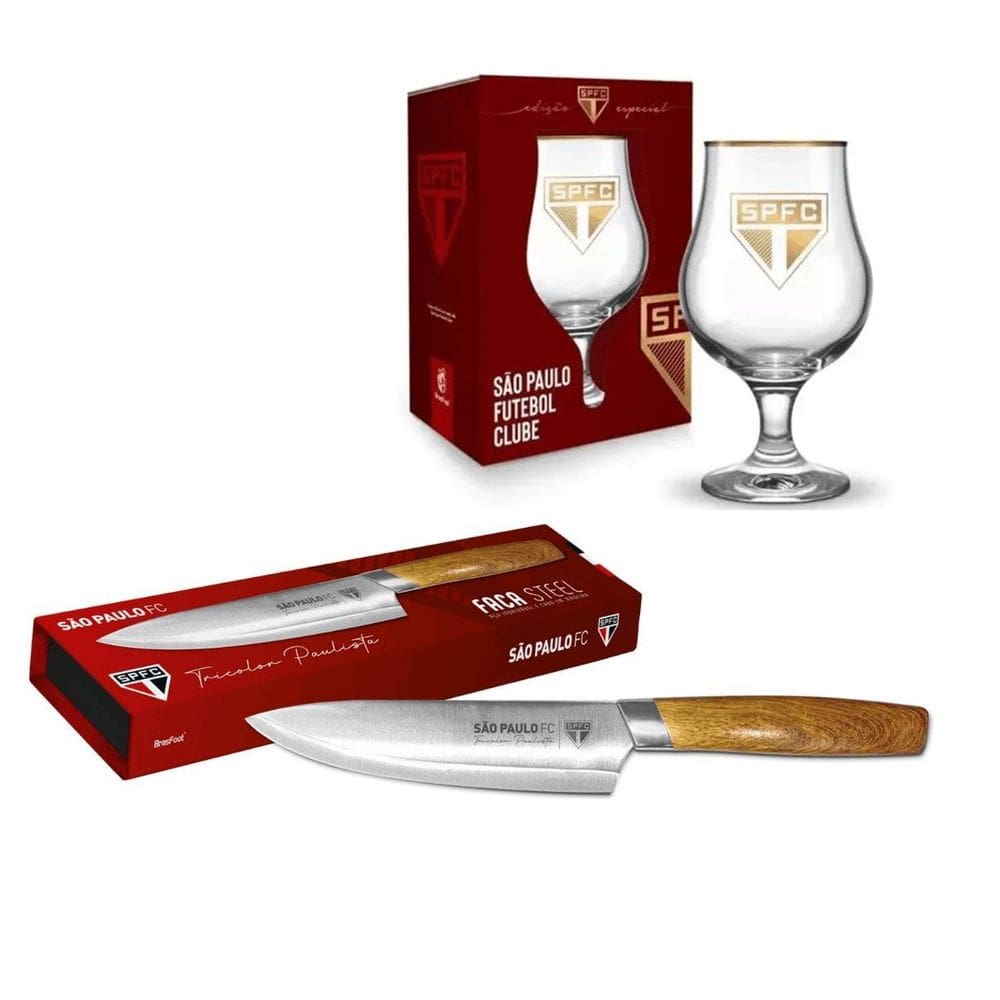 Kit Taça Cerveja + Faca Churrasco Presente Oficial