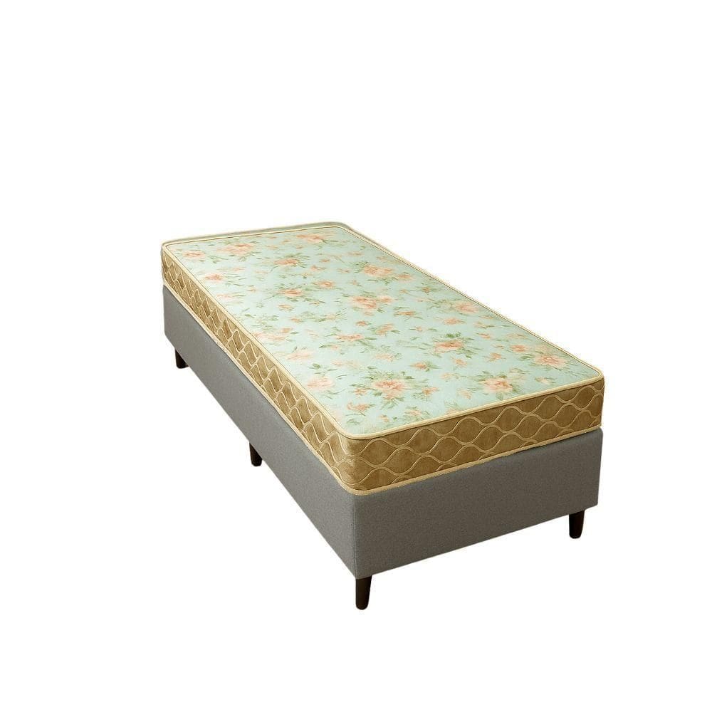 Cama Box Solteiro Suede + Colchão Cali Espuma D23 Toraflex 88x188x54 Cinza