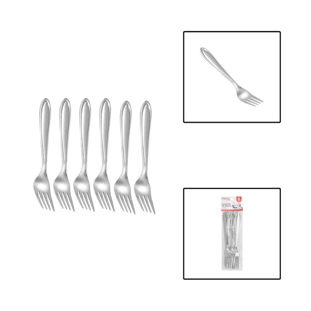 Kit 6 Garfos De Mesa Aço Inox Jogo Talheres