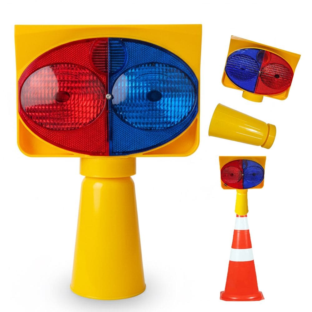 Cone Solar Sinalizador Duas Cores Obra Rodovia Emergencia Alerta Avenida Estrada Transito Acidente Iluminaçao Segurança