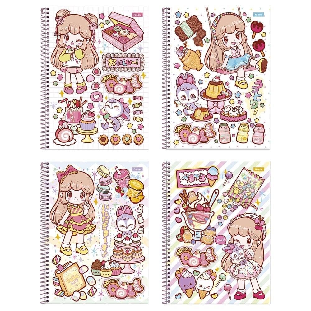 Caderno Espiral Universitario Capa Dura 01M Foroni Doll 4X80fls