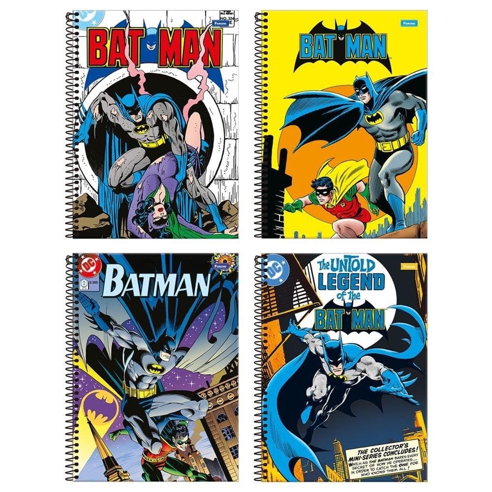 Caderno Espiral Universitario Capa Dura 01M Foroni Batman Fit 4X80fls
