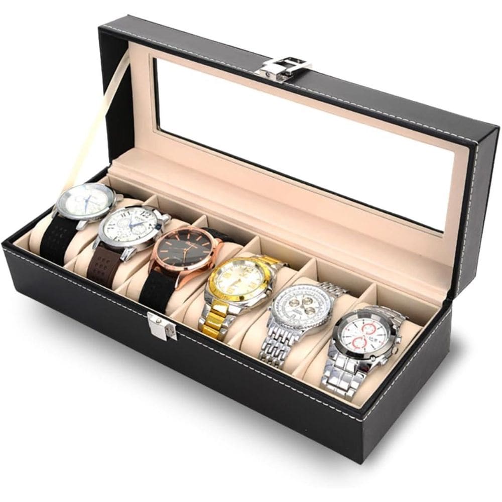 Caixinha Alto Luxo Guardar 6 Relógios Organizador Estojo Top