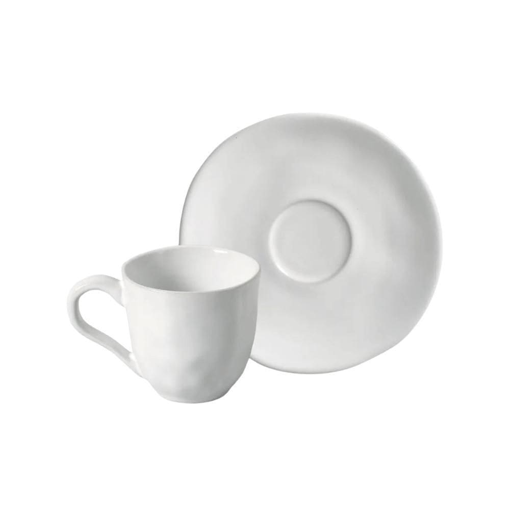 Xicara De Chá Café C/Pires 120Ml Cerâmica Orgânico New White