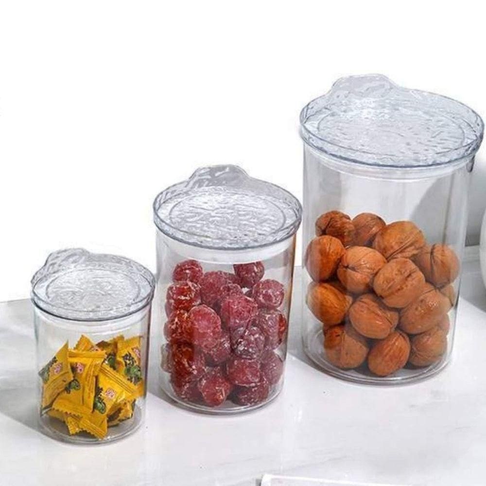 Kit 3 Potes Conjunto Hermético Redondo De Plástico Com Tampa