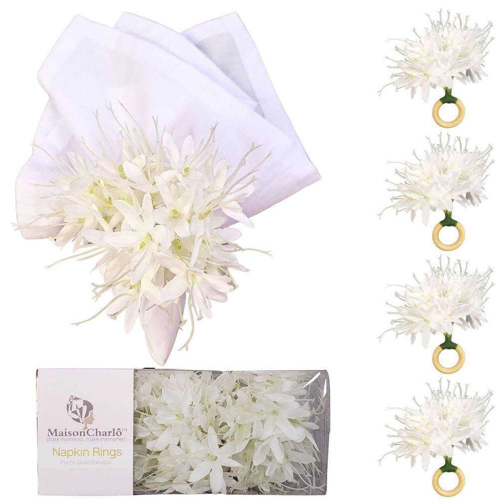 Maison Charlo Kit 4 Porta Guardanapos Mini Lírio Branco