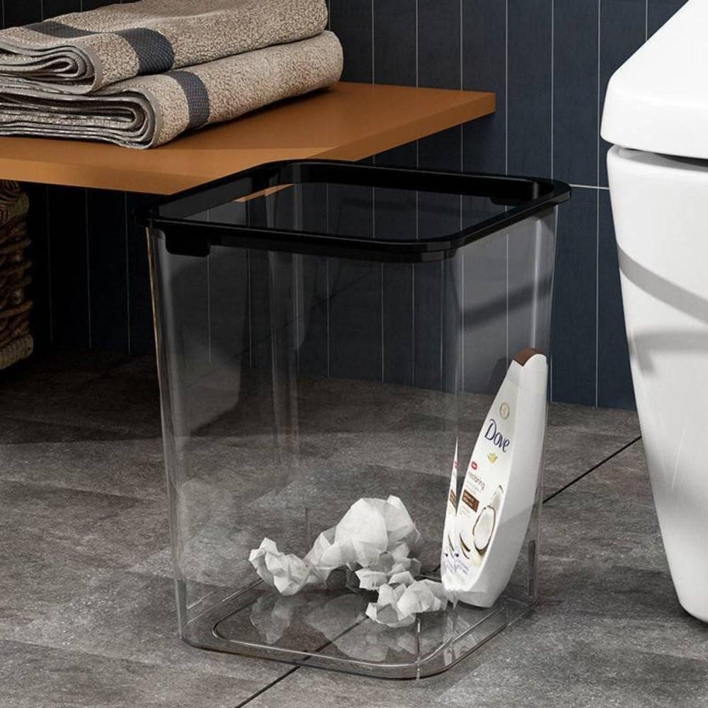 Lixeira Quadrada Com Anel De Pressão 10 Litros