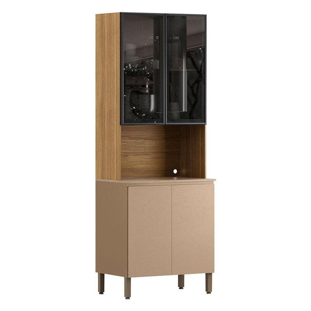 Armário Paneleiro 4 Portas Art 6010 Freijó Vanilla Abs Preto - Kits Paraná