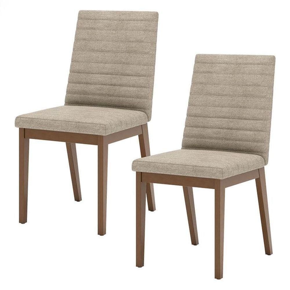 Cadeira Para Mesa De Jantar Elena Kit 02 Peças Nature Creme - Henn