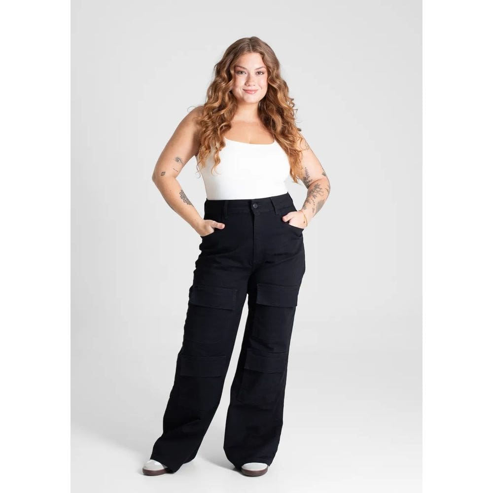 Calça Sarja Sawary Plus Size Wide Leg - 281032