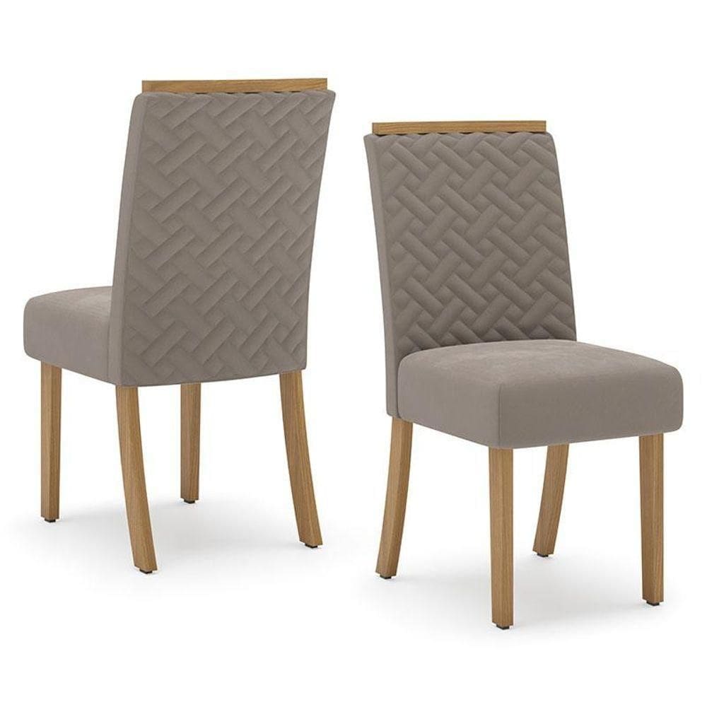 Cadeira Para Mesa De Jantar Malu Kit 02 Peças Nature Marrom Amêndoa - Henn