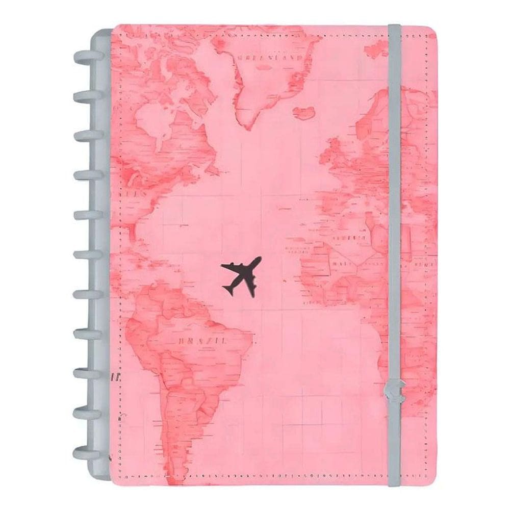 Caderno Inteligente Grande By Gocase Mapa Mundi Rosa 80 Folhas CIGD4107 - CI
