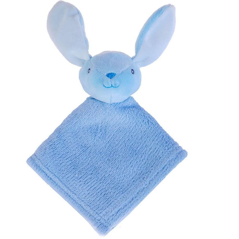 Naninha Para Meninos Coral Fleece 100% Poliéster 27x27cm Coelho Azul